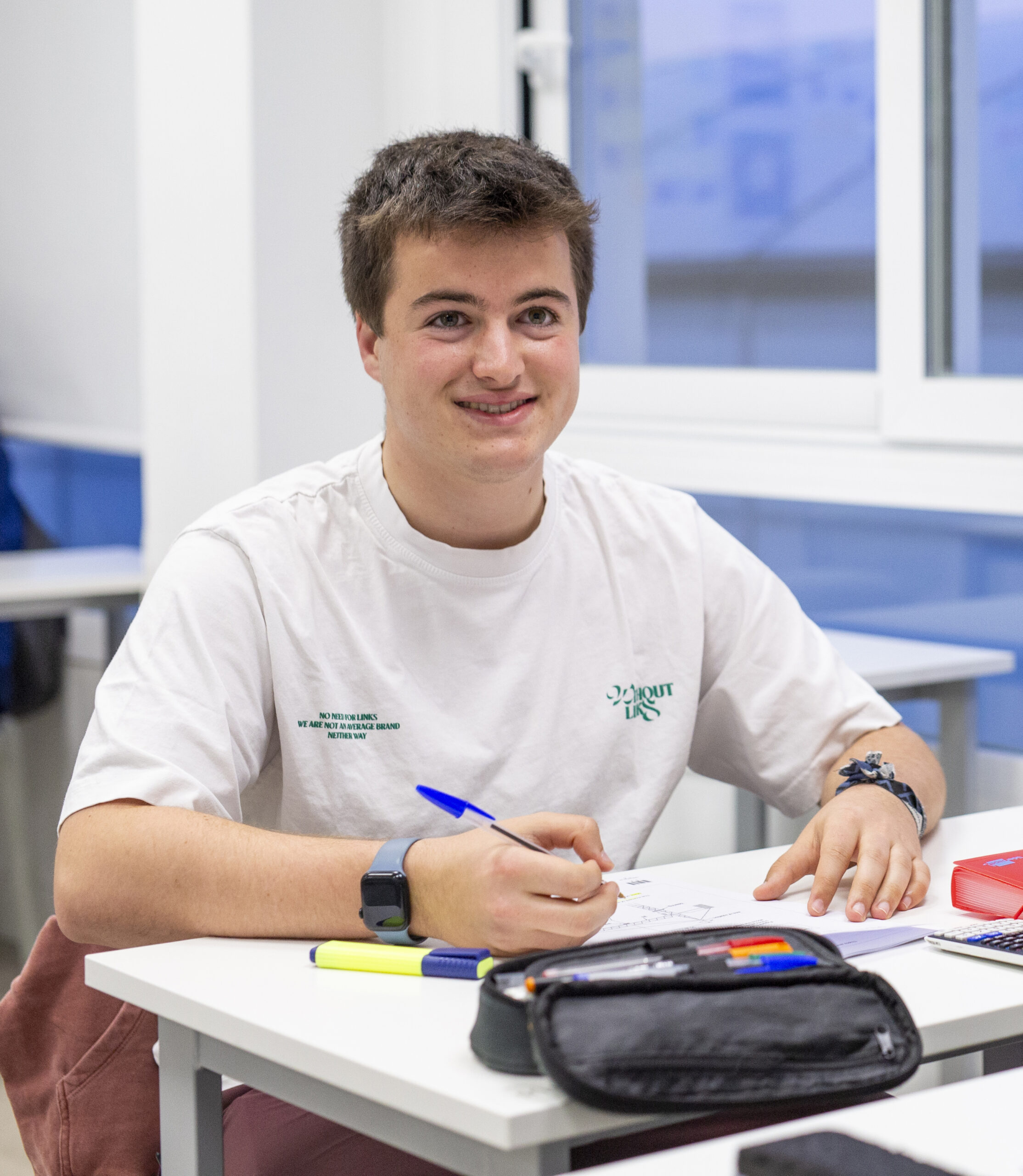 Student concentrating during a lesson